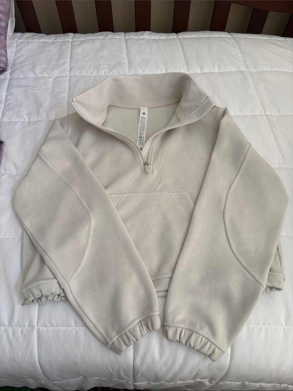 lululemon athletica soft stream half zip bone color size 4 jacket
